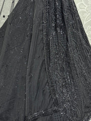 Glamorous Black Pearl Work Net Monochrome Lehenga Choli With Dupatta - Ethnic Plus In