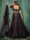 Glamorous Black Sequins Net Reception Wear Lehenga Choli - Ethnic Plus In