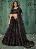 Glamorous Black Sequins Net Reception Wear Lehenga Choli - Ethnic Plus In