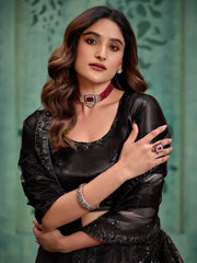 Glamorous Black Sequins Net Reception Wear Lehenga Choli - Ethnic Plus In