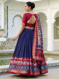 Glamorous Blue Patola Printed Silk Onam Special Lehenga Choli - Ethnic Plus In
