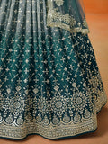 Glamorous Dove Blue Sequins Embroidered Georgette Lehenga Choli - Ethnic Plus In