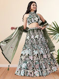 Glamorous Green Sequins Net Designer Lehenga Choli With Dupatta - Ethnic Plus In