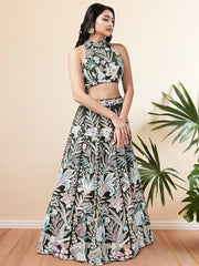 Glamorous Green Sequins Net Designer Lehenga Choli With Dupatta - Ethnic Plus In