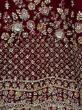 Glamorous Maroon Velvet Bridal Lehenga Choli With Double Dupatta - Ethnic Plus In