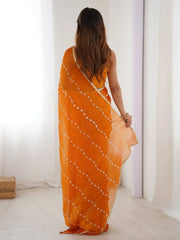 Glamorous Orange Sequins Sangeet Wear Saree With Blouse - Ethnic Plus In