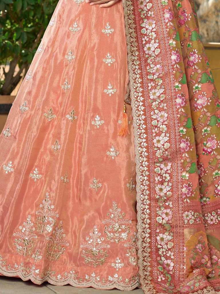 Glamorous Orange Thread Work Viscose Engagement Wear Lehenga Choli - Ethnic Plus In