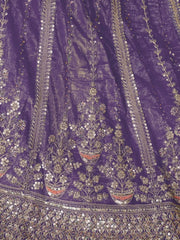 Glamorous Purple Zari Work Silk Reception Wear Lehenga Choli - Ethnic Plus In