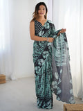 Glamourous Black Chinon Party Wear Saree With Blouse - Ethnic Plus In