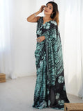 Glamourous Black Chinon Party Wear Saree With Blouse - Ethnic Plus In