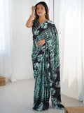 Glamourous Black Chinon Party Wear Saree With Blouse - Ethnic Plus In