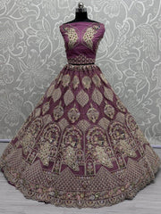 Glamourous Pink Thread Embroidered Net Party Wear Lehenga Choli - Ethnic Plus In
