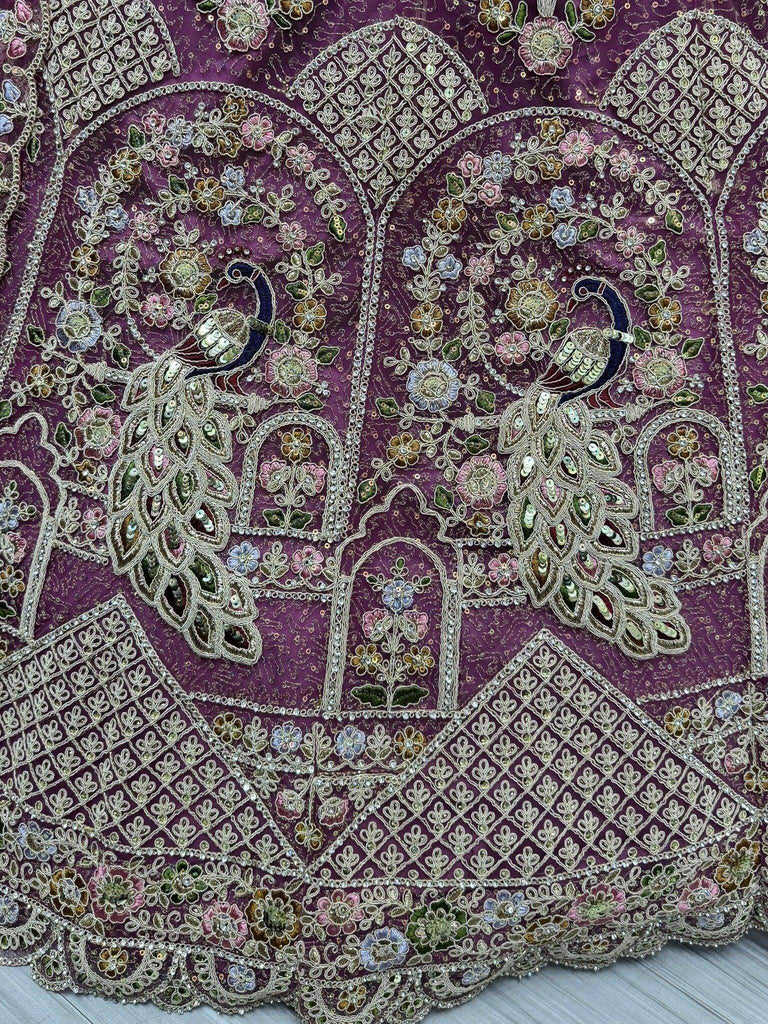 Glamourous Pink Thread Embroidered Net Party Wear Lehenga Choli - Ethnic Plus In