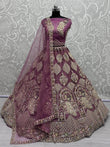 Glamourous Pink Thread Embroidered Net Party Wear Lehenga Choli - Ethnic Plus In