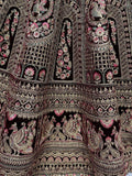 Glorious Dark Maroon Velvet Bridal Lehenga Choli With Double Dupatta - Ethnic Plus In