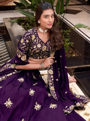 Glorious Purple Vichita Silk Zari Embroidery Wedding Lehenga Choli - Ethnic Plus In