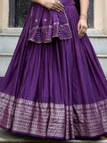 Glorious Purple Zari Weaving Chanderi Silk Traditional Lehenga Choli - Ethnic Plus In
