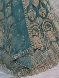 Glorious Teal Blue Net Wedding Wear Lehenga Choli With Dupatta - Ethnic Plus In