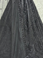 Gorgeous Black Hand Embroidery Net Sangeet Wear Lehenga With Blouse - Ethnic Plus In