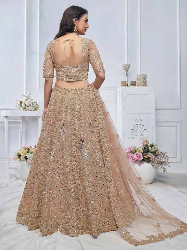 Gorgeous Golden Embroidered Net Wedding Wear Lehenga Choli - Ethnic Plus In