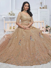 Gorgeous Golden Embroidered Net Wedding Wear Lehenga Choli - Ethnic Plus In