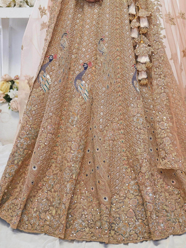 Gorgeous Golden Embroidered Net Wedding Wear Lehenga Choli - Ethnic Plus In