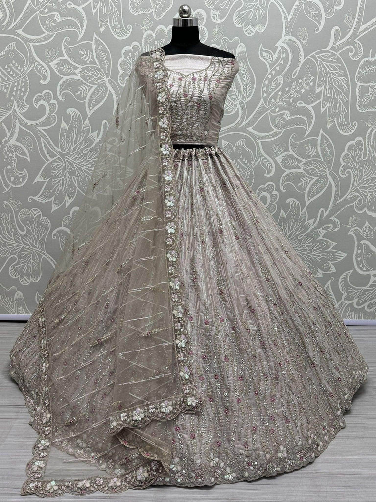 Gorgeous Grey Color Silk Party Wear Lehenga Choli With Dupatta - Ethnic Plus In
