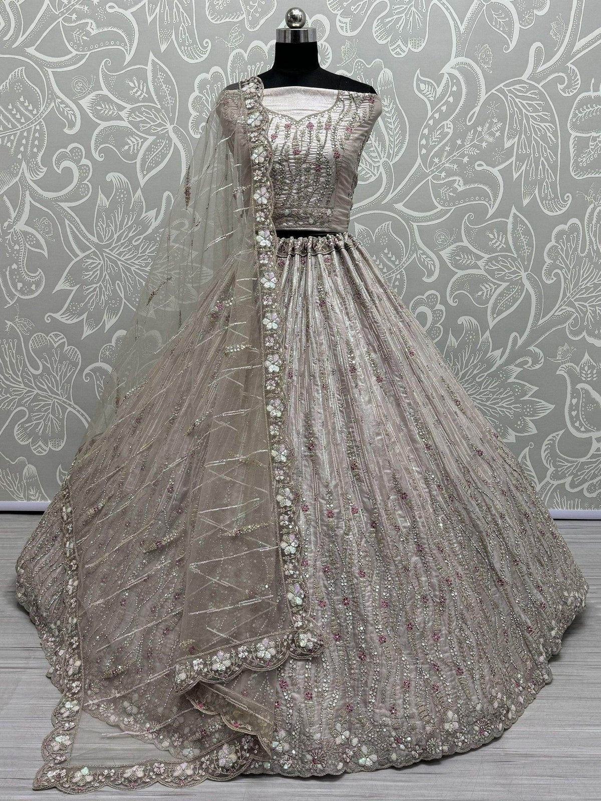 Gorgeous Grey Color Silk Party Wear Lehenga Choli With Dupatta - Ethnic Plus In
