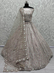 Gorgeous Grey Color Silk Party Wear Lehenga Choli With Dupatta - Ethnic Plus In