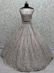 Gorgeous Grey Color Silk Party Wear Lehenga Choli With Dupatta - Ethnic Plus In