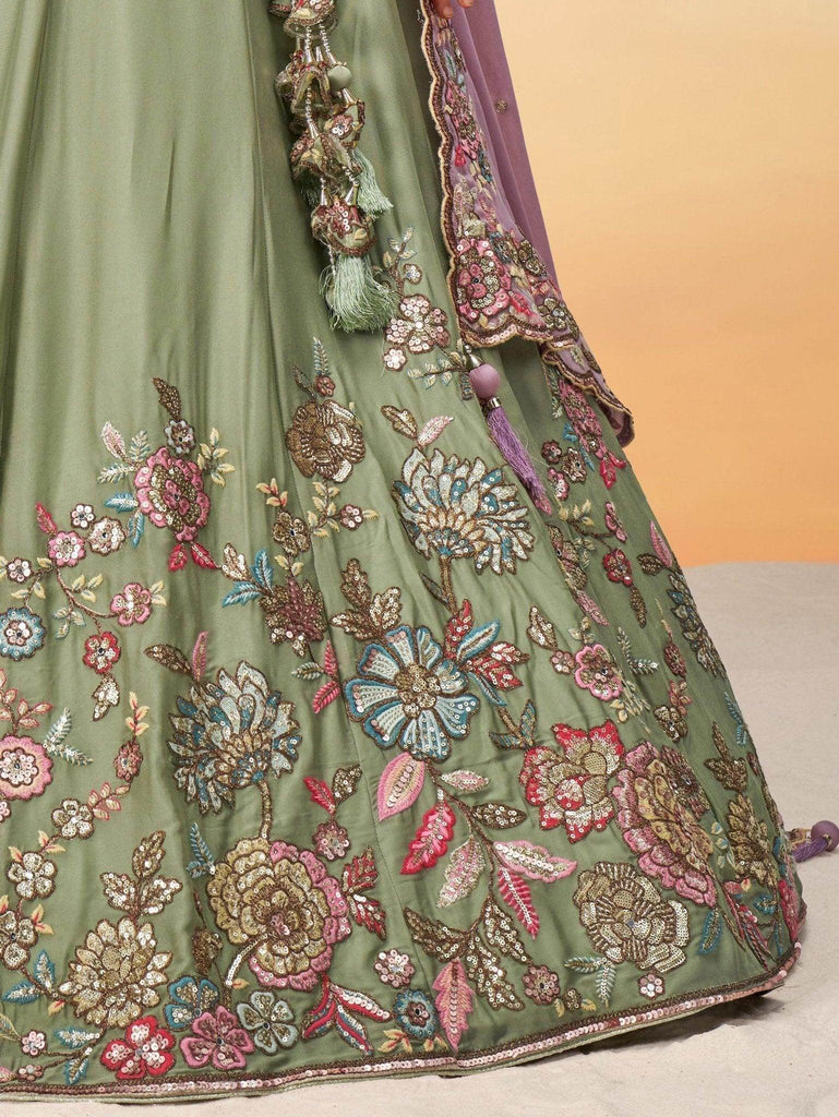 Gorgeous Lime Green Georgette Wedding Wear Lehenga Choli - Ethnic Plus In