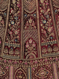Gorgeous Maroon Thread Work Velvet Lehenga Choli With Double Dupatta - Ethnic Plus In