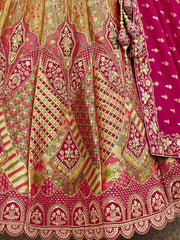Gorgeous Mustard Embroidered Banarasi Silk Wedding Wear Lehenga Choli - Ethnic Plus In