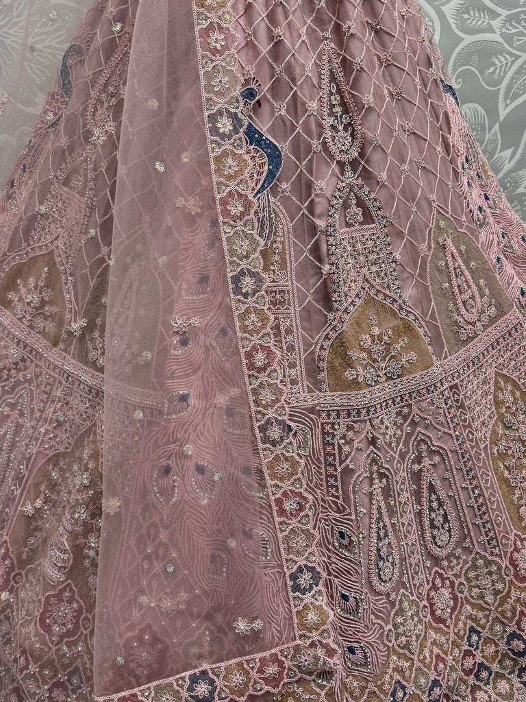 Gorgeous Peach Sequins Net Engagement Wear Lehenga Choli - Ethnic Plus In
