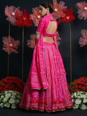 Gorgeous Pink Bandhani Printed Silk Wedding Wear Lehenga Choli - Ethnic Plus In