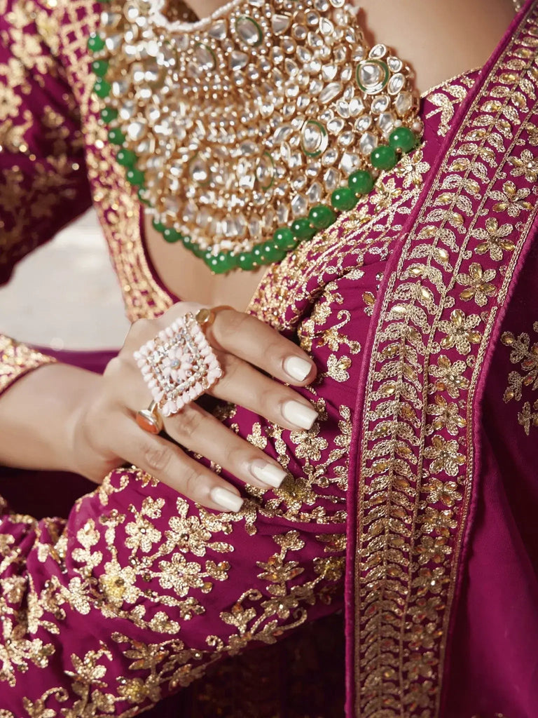 Gorgeous Pink Codding Georgette Bridal Lehenga Choli With Dupatta - Ethnic Plus In