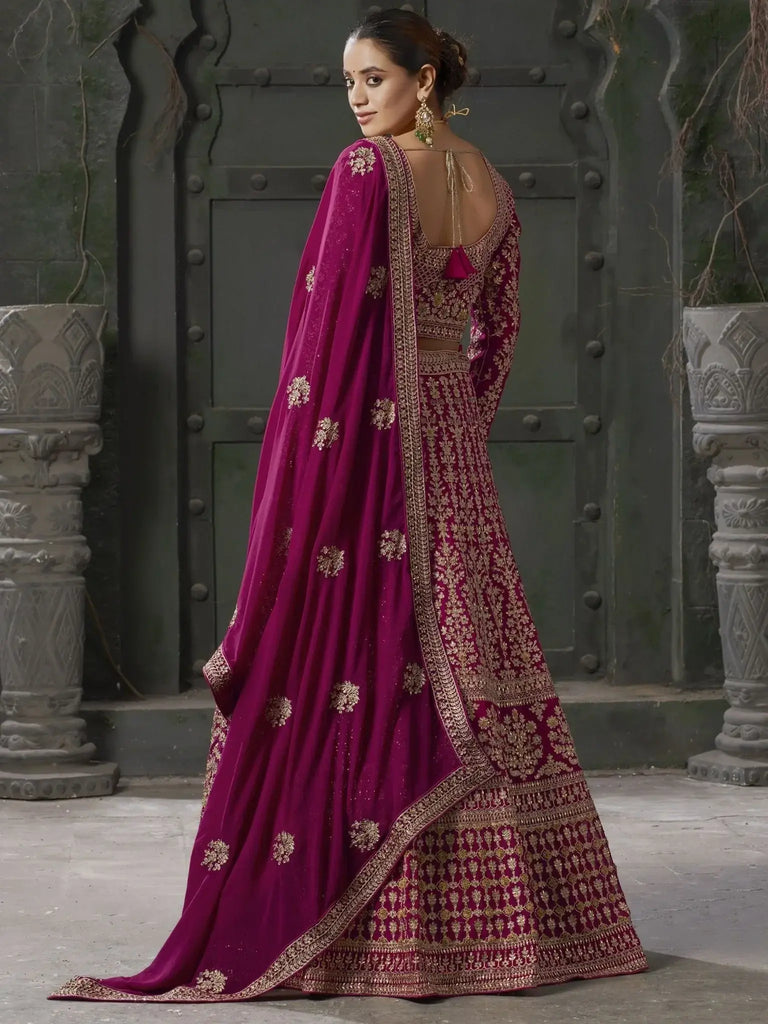 Gorgeous Pink Codding Georgette Bridal Lehenga Choli With Dupatta - Ethnic Plus In