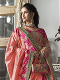 Gorgeous Pink Embroidered Silk Bridal Lehenga Choli With Dupatta - Ethnic Plus In