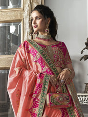 Gorgeous Pink Embroidered Silk Bridal Lehenga Choli With Dupatta - Ethnic Plus In