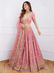 Gorgeous Pink Sequins Art Silk Designer Lehenga Choli With Dupatta - Ethnic Plus In