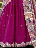 Gorgeous Pink Thread Work Vichitra Silk Festive Wear Lehenga Choli - Ethnic Plus In