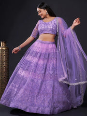 Gorgeous Purple Sequins Net Designer Lehenga Choli With Dupatta - Ethnic Plus In