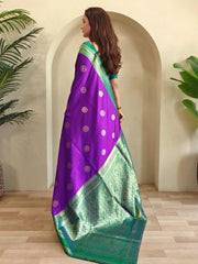Gorgeous Purple Zari Weaving Silk Office Wear Saree With Blouse - Ethnic Plus In