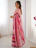 Graceful Pink Chiffon Leheriya Print Saree With Blouse - Ethnic Plus In
