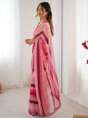 Graceful Pink Chiffon Leheriya Print Saree With Blouse - Ethnic Plus In