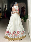 Great Off - White Floral Embroidered Georgette Sangeet Wear Lehenga Choli - Ethnic Plus In