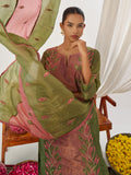 Glamorous Green Organza Mirror Work Festive Wear Pant Suit