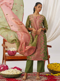 Glamorous Green Organza Mirror Work Festive Wear Pant Suit