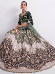 Stunning Shaded Green Fancy Embroidered Silk Reception Lehenga Choli