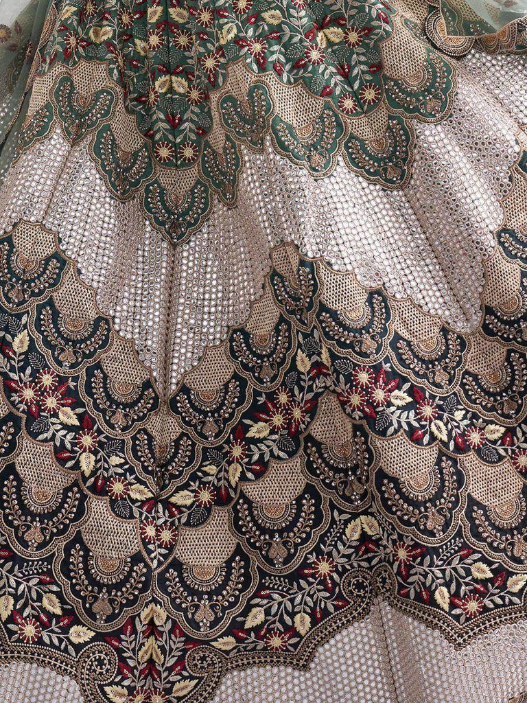 Stunning Shaded Green Fancy Embroidered Silk Reception Lehenga Choli